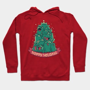 Funny Animal Christmas - Hoppy Holidays Frogs Hoodie